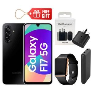 Samsung  Galaxy F17 5G, 6.7", 128GB ROM + 4GB  RAM (Dual SIM), 5000mAh,  Black + Charging Adapter , Led Watch & Power Bank 