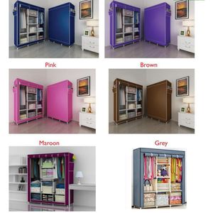 Three Column Metallic Portable Wardrobe Storage Closet 130x45x160cm Heavy Duty Clothes Organizer Space Saving Foldable Wardrobe Rack