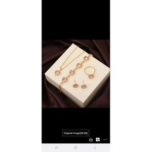 Amour Women / Ladies Valentine Jewelry Gift Set 4 Pc Necklace, Earrings, Ring & Bracelet Perfect Gift Choice – Ideal for girlfriends, wives, fiancées, or special loved ones Romantic & Elegant Design – Perfect for Valentine’s Day and anniversaries