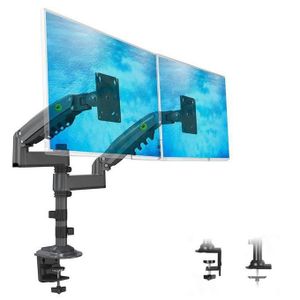North Bayou NB H180 Dual Arm Monitor Desk Mount Stand Heavy Duty – Gas Spring Full Motion Arm for Two 17–35'' Screens (2–9kg Each)
