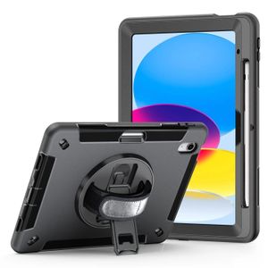Back case cover with hand strap, rotating stand and front screen protector for ipad 11th gen A16 2025