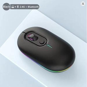 Wireless Bluetooth + 2.4G Dual-mode Rechargeable LED Optical Mouse - Black