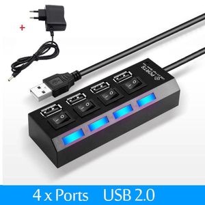 7-Port Usb 3.0 Hub with LED Lamp Switch Power Adapter 7 Poort Multiple  Expander Usb