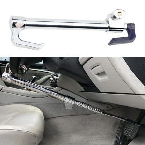 Cost-Effective car anti theft solution with durable locking hook Heavy Duty Universal Anti-Theft Security Car Steering Wheel Lock Brake Clutch Lock Retractable Locking Hook Device with 3 Keys