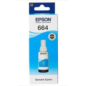  T664 Cyan Ink Bottle - 70mL, Plastic, High Yield for EcoTank Printers