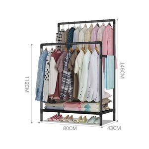 Heavy Duty Clothes Rack, Double Rods Clothing Racks for Hanging Clothes, Garment Rack Metal Black Clothing Rack