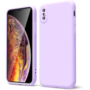 Soft Flexible Silicone Case for Apple iPhone X, Shockproof Anti-Scratch Slim TPU Protective Back Cover (Purple)