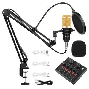 BM800 Studio Recording Condenser Mic With V8 Audio Mixer Sound Card Effects