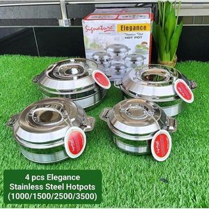 Signature Elegance 4-Piece Stainless Steel Hotpot Set – 1000ml to 3500ml  (6 set box)