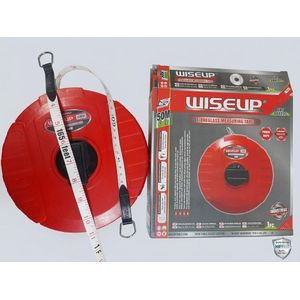 WISEUP 50M (165ft) Heavy Duty Fibreglass Measuring Tape - Industrial Long Reel Tape Measure for Construction, Surveying & Landscaping (Waterproof & Rust-Proof)