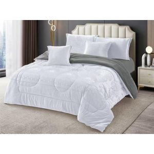 Luxury White Embossed Bedding Set – Soft Quilted Duvet/Comforter with Pillowcases – Premium Hotel Quality
