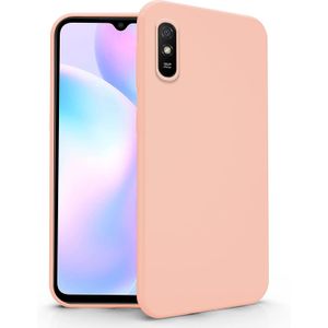 Soft Flexible Silicone Case for Xiaomi Redmi 9A, Shockproof Anti-Scratch Slim TPU Protective Back Cover (Pink)