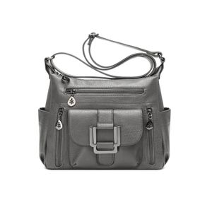 Grey cross-body bag PU Leather Spacious Sling bag 
