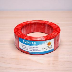 Evin 1.5mm Red Single Core Solid High Strength Flexible Electrical Wiring Cable