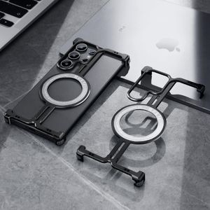 Samsung S24 Ultra Titanium Case – Minimalist Shockproof Frame With Built-In Kickstand & MagSafe Holder