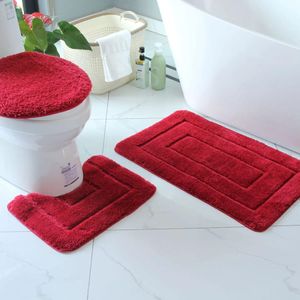 3Pcs Bathroom Mats Set Bathroom Rug Soft Comfortable Water Absorption Non-Slip Machine Washable Shower Rug Floor Mat Pad Toilet Mat Toilet Seat Cover Toilet Carpet Bathroom Carpet