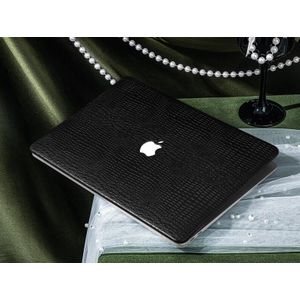 Apple Crocodile Leather Shell MacBook Case Cover For Macbook Air 13 A1932 A2179 A2337 - Black
