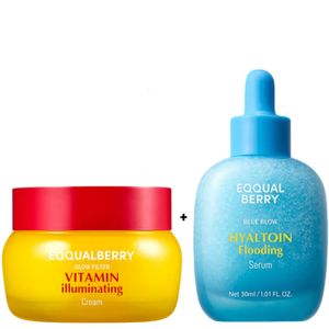 EQQUAL BERRY Hyaltoin Flooding Serum with Squalane & Ceramide + Vitamin illuminating Cream with Niacinamide, TXA & Vitamin C. Deeply Moisturizes, Locks in moisture, Glows, Removes Dark Spots, Hyperpigmentation, Acne marks, Brightens, Evens the  tone, Smooths & Softens