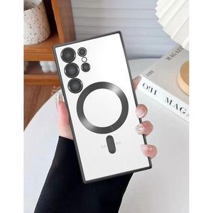 Black Luxury Electroplate Magnetic Charging Clear/Transparent Phone Case Cover for Samsung Galaxy S23 Ultra