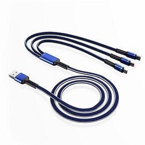 3-in-1 Fast Charging Cable, Durable Nylon Braided Multi Charger Cord with Type-C, Lightning, Micro USB Connectors for iPhone, Samsung and Android, Universal Compatibility for All Type-C, Lightning & Micro USB Devices