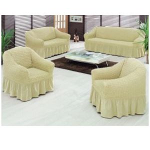 Buble Stretch Turkish Sofa Covers 5-Seater Set 3:1:1 Cream