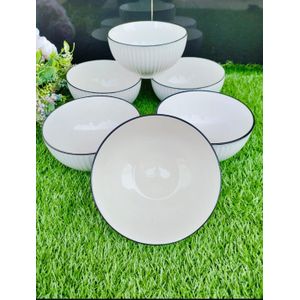 Ceramic 6 PCs set  bowls with black boarder.