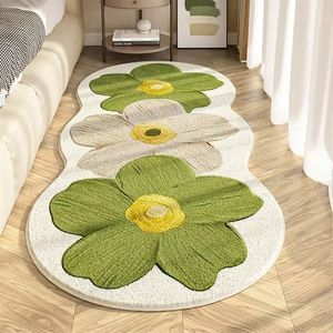 Washable Soft Non-Slip Shaggy Rug With Floral Pattern