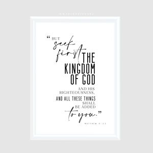 WaKi Seek First The Kingdom of God White Frame A3