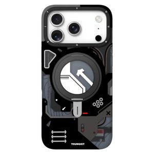 YoungKitt Starship Series Cyberpunk 360° Rotation Ring Stand Magnetic Safe Holder Case for Apple iPhone 17 Pro Max