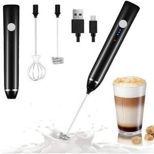 2 In 1 Rechargeable Whisk Frother Coffee Milk Foamer 3 Speed Adjustable Egg Beater Hand Whisk Matcha Coffee Whisk(2 Replaceable Whisks)