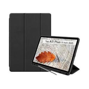 Cases Samsung Smart Folio Leather CASE with Pen Slot for Galaxy Tab A11 Plus – Magnetic Auto Wake Sleep Stand Cover