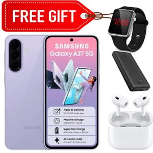 Samsung Galaxy A37 5G, 6.7 Inches, 8GB RAM + 256GB ROM, 50MP OIS Camera, 5000mAh, Dual Sim (2 Years Warranty) - Violet+ LED WATCH + POWER BANK & EARPODS