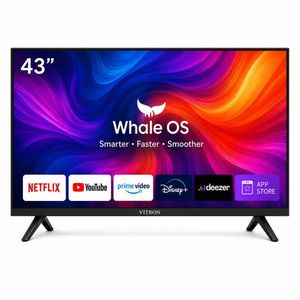 Vitron 43-Inch FHD Smart LED TV - Whale OS, HDR, Wi-Fi, Bluetooth, Dolby Audio, Frameless Design, DVB-T2/S2