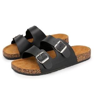 SHJO Slippers Men Casual Synthetic Soft Comfortable Buckle Strap Outdoor Summer Beach Shoes - Black