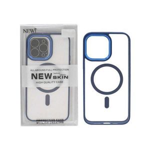 Navy Blue Acrylic Clear Back TPU Sides with Tactile Buttons and Magnet for Magsafe Back Cover Case for iPhone 14 Pro Max