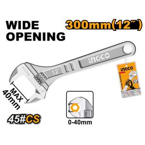 Ingco HADW131122 Adjustable wrench "Length:300mm(12"")