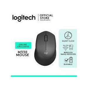 Logitech  M330 Silent Plus Wireless Mouse – Quiet Click Technology, Ergonomic Design, 2.4GHz USB Nano Receiver, Black