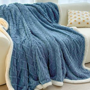 Thick Winter Taffeta Fleece Blanket Coral Fleece Sofa Blanket - 150x200cm(Sapphire Blue)