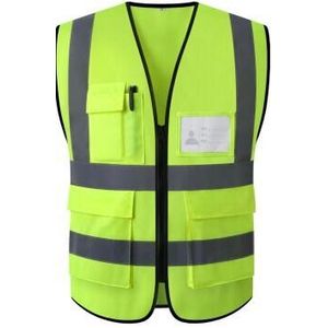 Reflection Multipocket high quality reflective vest 2 Stripes Safety Vest with Reflective Strips Neon Yellow Color Zipper Front For Emergency, Construction and Safety Use