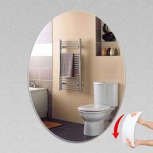 Oval Peel and Stick Unbreakable Mirror 30x40cm – Frameless Self-Adhesive Shatterproof Mirror Sheet – Flexible HD Reflective Wall Decal for Bathroom, Bedroom & Makeup – DIY Safe Mirror