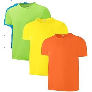 3 color Pack Unisex Youth Kids Mesh Athletic Quick Dri-Fit T Shirts Short Sleeve Moisture breathable Wicking Tee Shirts in  Black, Grey, LT Green, Navy, Pink, Red, Royal Blue, WhiteActive Tops (Age 4-12)