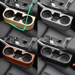 Car Cup Holder With Phone Holder And Double Side Holders With High Quality Leather Cover