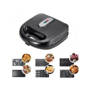 6 in 1 Breakfast Sandwich Maker (DIY) grill, donuts, waffles -Removable Non-Stick Plates 
