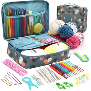 58pcs Crochet Kits for Beginners Ergonomic Rubber Metal Crochet Hooks