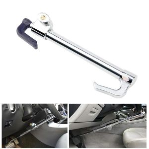 	Low Maintenance steering wheel and clutch security lock Heavy Duty Universal Anti-Theft Security Car Steering Wheel Lock Brake Clutch Lock Retractable Locking Hook Device with 3 Keys