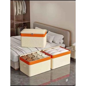 Nice Canvas Quilt & Clothing Storage Organizer – Foldable Zipper Storage Box