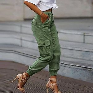 Fashion (Army Green)Straight Leg Cargo Pants Women High Waist