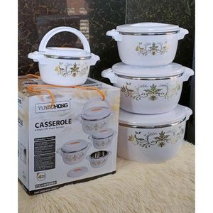Casserole  4pcs Set White Hotpots 1000ml 2000ml 4000ml 6000ml