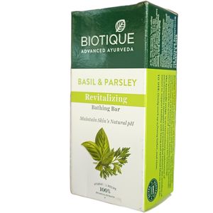 Biotique Basil & Parsley REVITALIZING BATHING BAR Maintain Skin's Natural pH Ayurvedic jm