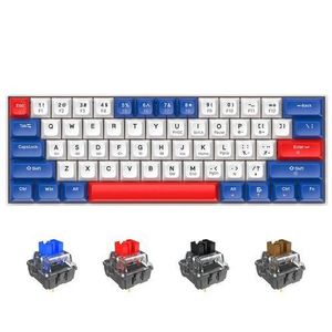 JERTECH Type c mechanical programable RGB 61 keys red switch keyboard, 60% hot swappable gaming keyboard